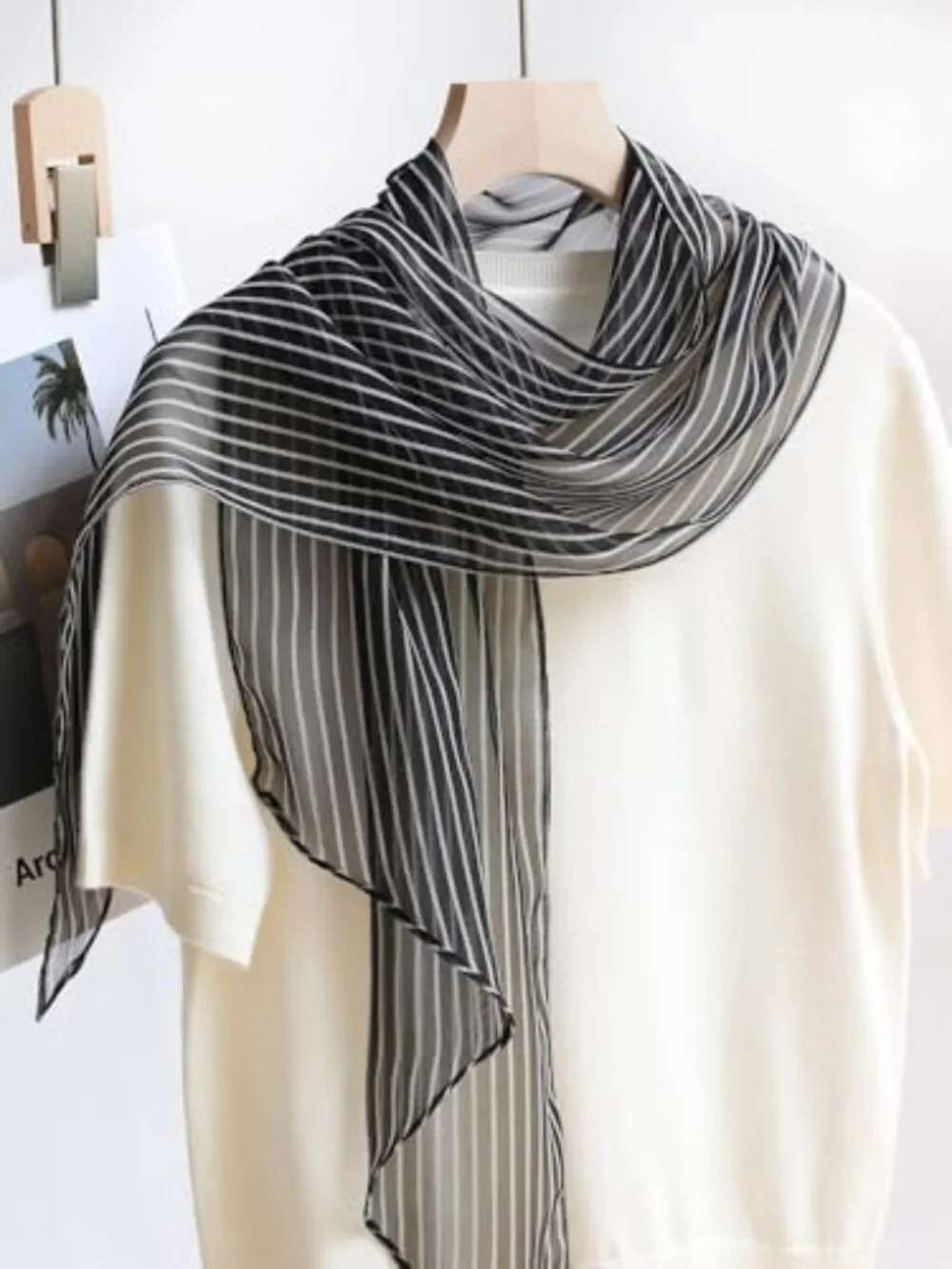100% Mulberry Silk Charmeuse Scarf - 12.6x63in Lightweight Shawl Wrap